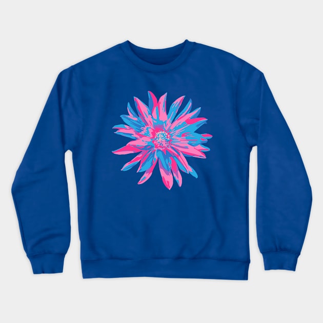 DAHLIA BURSTS Abstract Blooming Floral Summer Bright Flowers - Fuchsia Pink Blue Purple on Blush - UnBlink Studio by Jackie Tahara Crewneck Sweatshirt by UnBlink Studio by Jackie Tahara